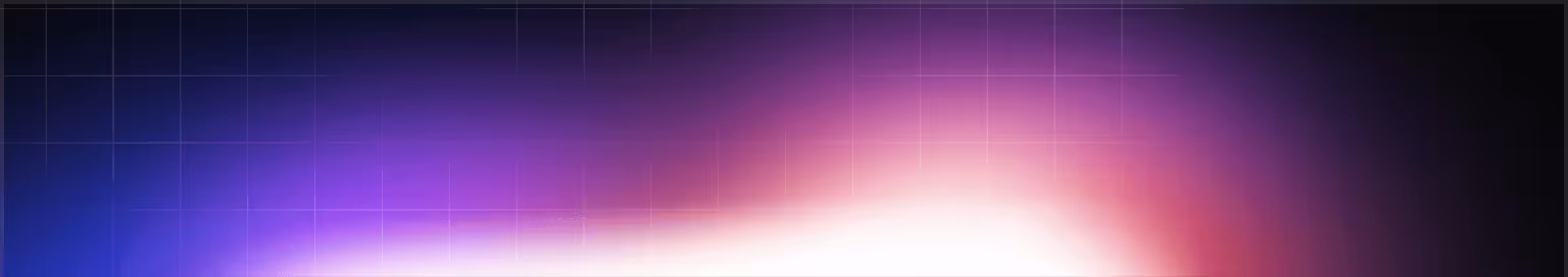 Fundo colorido gradiente com tons de roxo, azul e branco, com linhas de grade finas.