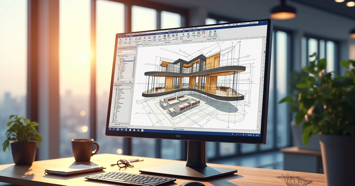 Interface do CorelDRAW exibindo projeto arquitetônico em desenho vetorial